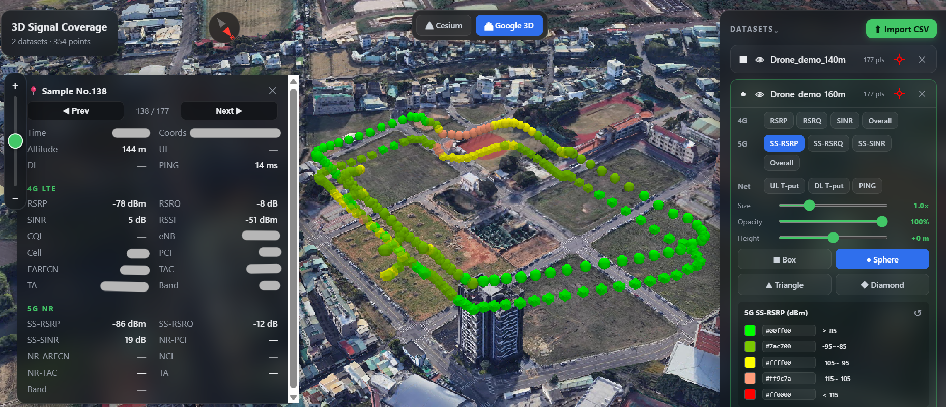3D drone signal coverage demo